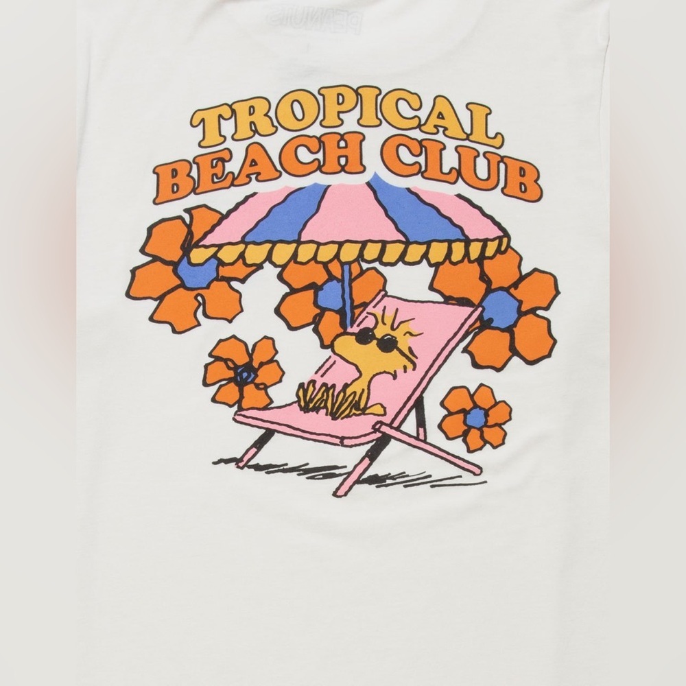Peanuts Snoopy 100% Cotton Tropical Beach Club T-Shirt - Picture 4 of 13